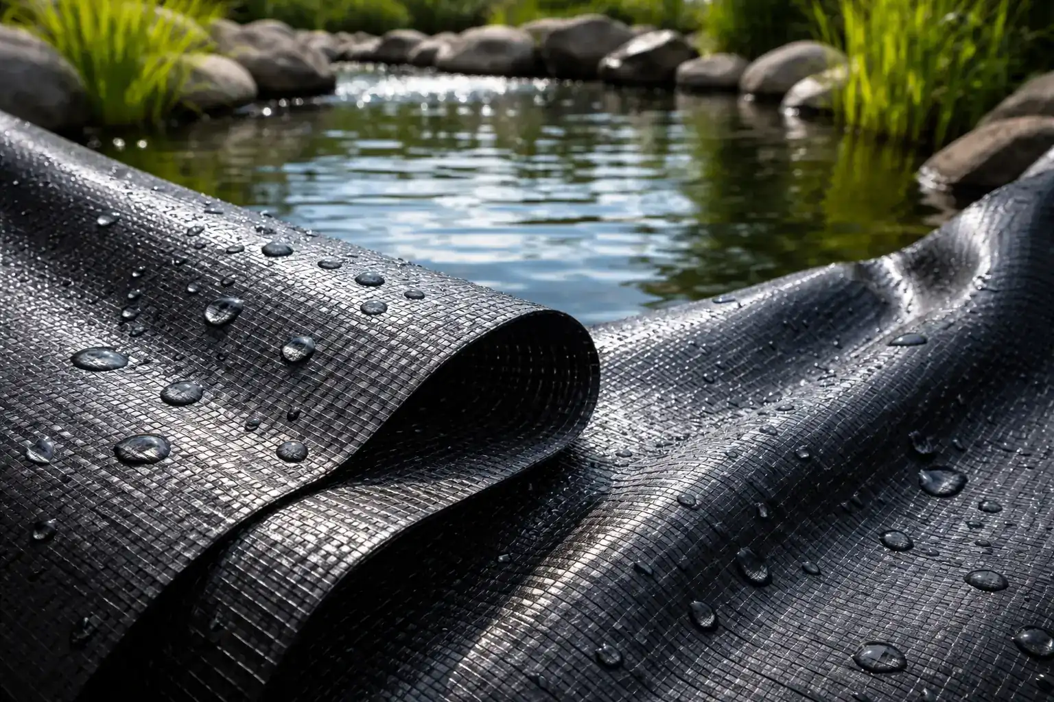 Installer heat-welding a heavy duty pond liner on site